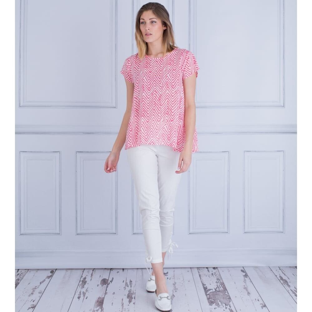 MASAI COPENHAGENDeanna A-shape Top With Ruffle Back Lurex Thread Coral/Cream NWT